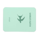 淡い色のティール(緑がかった色)エレガント鳥 マグネット (横)