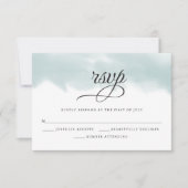 淡い色のティール（緑がかった色）グリーンウォーター色RSVP 出欠カード (正面)