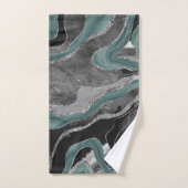 淡い色のティール(緑がかった色)グレイ大理石アガテシルバーグリッターグラム#1 バスタオルセット (ハンドタオル)