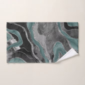 淡い色のティール(緑がかった色)グレイ大理石アガテシルバーグリッターグラム#1 バスタオルセット (ハンドタオル)