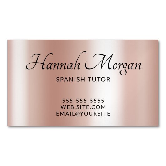 淡い色のバラエレガントグラデーション マグネット名刺 (正面)