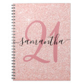 淡い色のバラ金ゴールドパーソナライズされたグリッター21誕生日 ノートブック (正面)