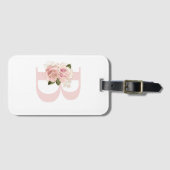 淡い色のバラ金ゴールドフローラモノグラムの ラゲッジタグ (正面横)