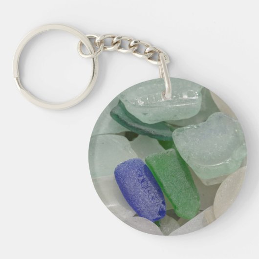 淡い色のビーチガラス キーホルダー (正面)