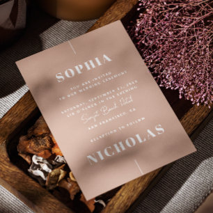 淡い色のピンクエレガントミニマ結婚リストのQRコード 招待状