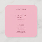 淡い色のピンクスタイリッシュミニマリストプレインラグジュアリーモダン スクエア名刺 (裏面)