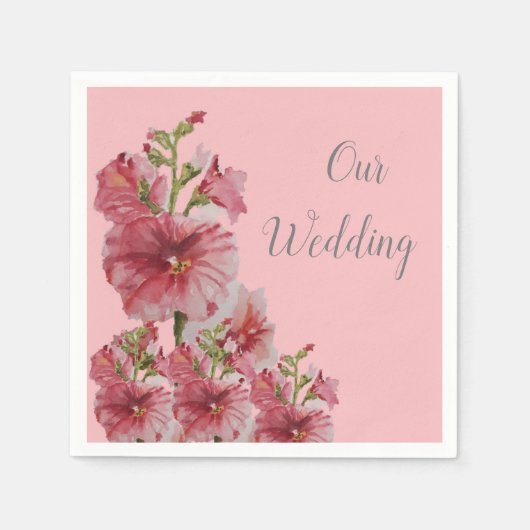 淡い色のピンクホッ結婚クフローラ スタンダードカクテルナプキン (正面)