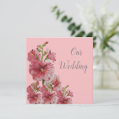 淡い色のピンクホロックフローラ結婚式招待状 招待状 (スタンド正面)