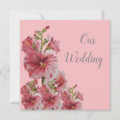 淡い色のピンクホロックフローラ結婚式招待状 招待状 (正面)