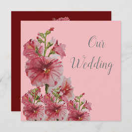 淡い色のピンクホロックフローラ結婚式招待状 招待状