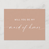 淡い色のピンクミニマルモダンメイド・オブ・オーナー（花嫁付き添い人）案 ポストカード (正面)