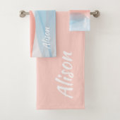 淡い色のピンク色の抽象芸術名 バスタオルセット (インサイチュ)