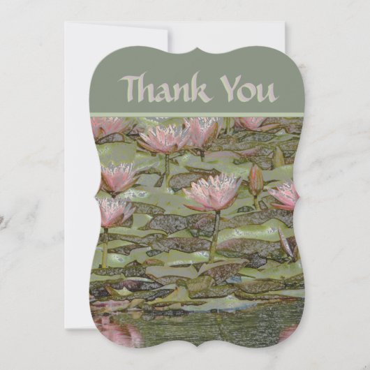 淡い色のピンク蓮/ありがとう カード (正面)