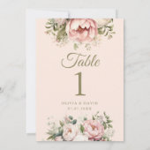 淡い色のピーチと赤面の結婚ピンクのテーブル番号 (裏面)