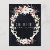 淡い色のフローラダークエレガントチョーク保存日 案内ポストカード (正面)