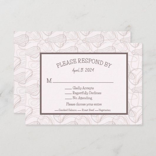 淡い色のブルゴーニュ抽象芸術結婚ズ 出欠カード (正面/裏面)