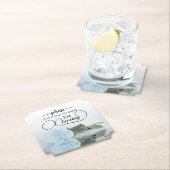 淡い色のブルーエレガントバラが飲み物に結婚は ペーパーコースター (インサイチュ)