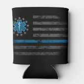 淡い色のブルーラインEMT EMSベッツィロスアメリカン国旗 缶クーラー (裏面)