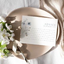 淡い色のモダンシンプルフローラベビーシャワーアドバイスカード