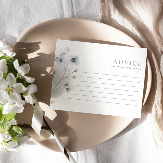 淡い色のモダンシンプルフローラベビーシャワーアドバイスカード アドバイスカード
