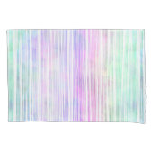 淡い色のレインボーストライプブラシ線： 枕カバー (正面左)