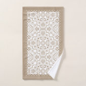 淡い色の卵白ダマスクパタ縁どン バスタオルセット (ハンドタオル)