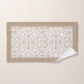 淡い色の卵白ダマスクパタ縁どン バスタオルセット (ハンドタオル)