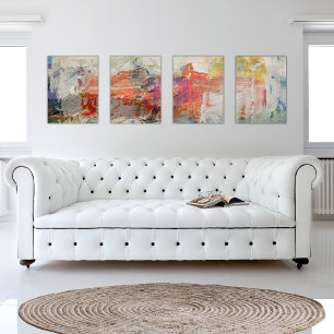 淡い色の抽象芸術4ピースプリントセット