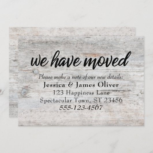 淡い色の木素朴"移動しました"挿入カード (正面/裏面)