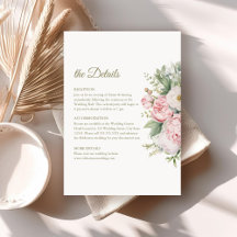 淡い色の桃と赤面のフローラ結婚の詳細カード