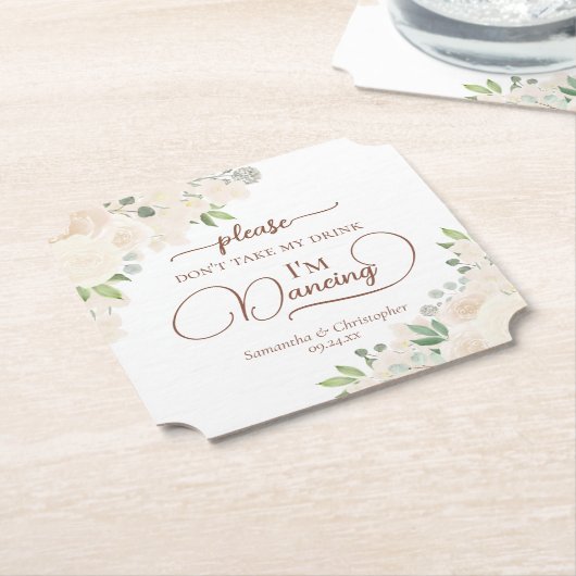 淡い色の桃フローラが飲まない結婚 ペーパーコースター (アングル)