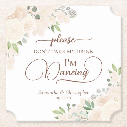 淡い色の桃フローラが飲まない結婚 ペーパーコースター (正面)