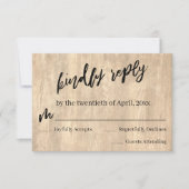 淡い色の素朴カジュアル手跡結婚の 出欠カード (正面)