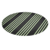 淡い色の緑と炭の五つストライプ模様 カッティングボード (角)