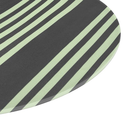 淡い色の緑と炭の五つストライプ模様 カッティングボード (角)