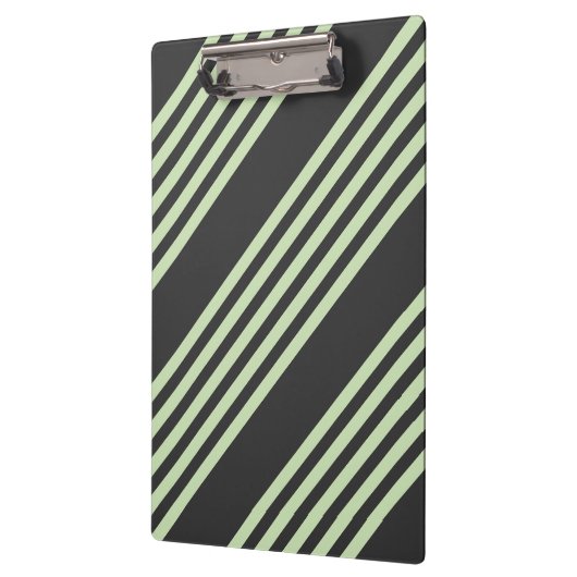 淡い色の緑と炭の五つストライプ模様 クリップボード (左)