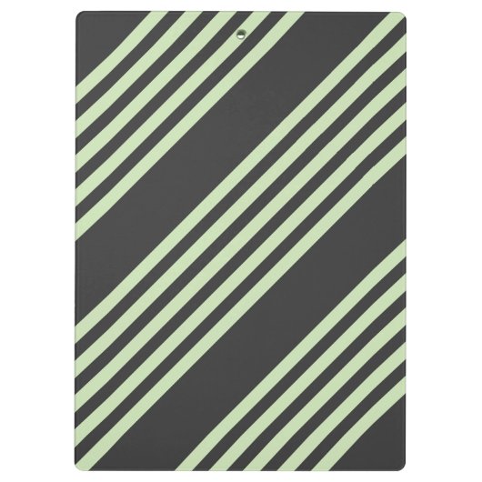 淡い色の緑と炭の五つストライプ模様 クリップボード (裏面)