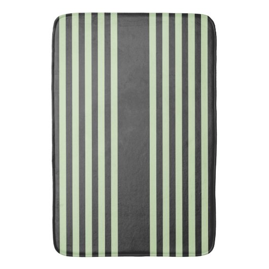 淡い色の緑と炭の五つストライプ模様 バスマット (正面縦)