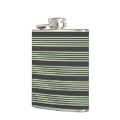 淡い色の緑と炭の五つストライプ模様 フラスク (左)