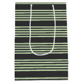 淡い色の緑と炭の五つストライプ模様 ミディアムペーパーバッグ (裏面)