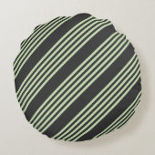 淡い色の緑と炭の五つストライプ模様 ラウンドクッション (裏面)