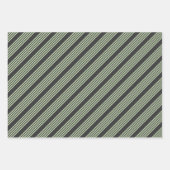 淡い色の緑と炭の五つストライプ模様 ラッピングペーパーシート (正面2)