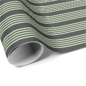 淡い色の緑と炭の五つストライプ模様 ラッピングペーパー (ロールコーナー)