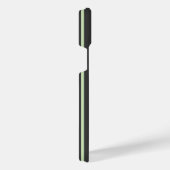 淡い色の緑と炭の五つストライプ模様 iPhoneケース (右側面)