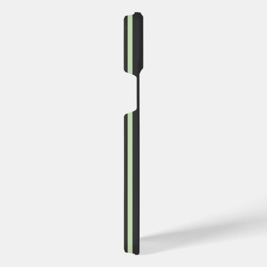 淡い色の緑と炭の五つストライプ模様 iPhoneケース (右側面)