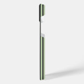 淡い色の緑と炭の五つストライプ模様 iPhoneケース (左側面)