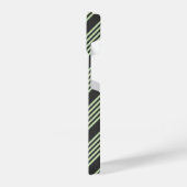 淡い色の緑と炭の五つストライプ模様 iPhoneケース (左側面)