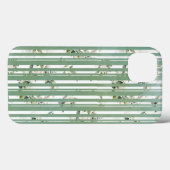 淡い色の緑ストライプとミュート花模様 Case-Mate iPhoneケース (裏面 (横))