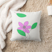 淡い色の緑葉桃花図 クッション (ブランケット)