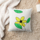 淡い色の緑葉黄色の花のスケッチ クッション (ブランケット)